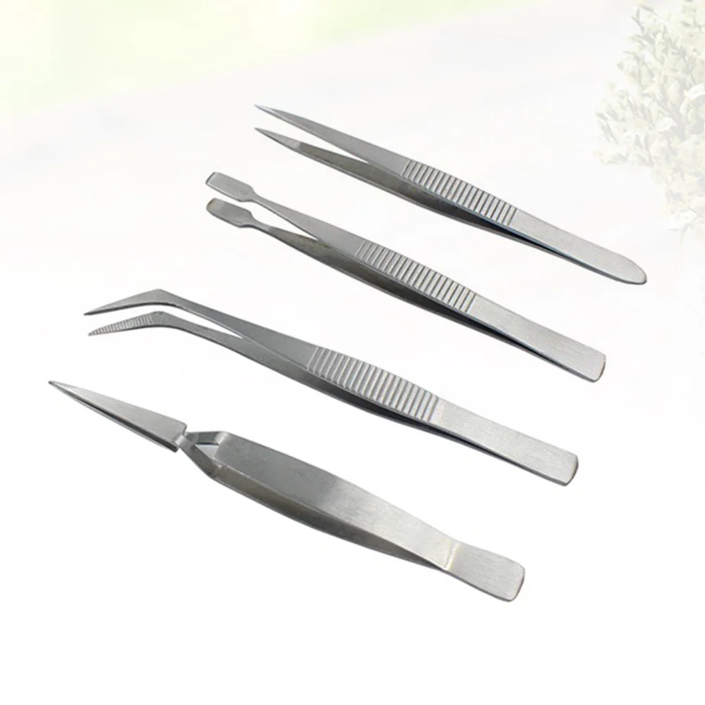 

4Pcs Nail Art Tweezer Set Premium Steel Multifunctional Pointed Tweezers for Machine Repair DIY Manicure Jewelry Handling