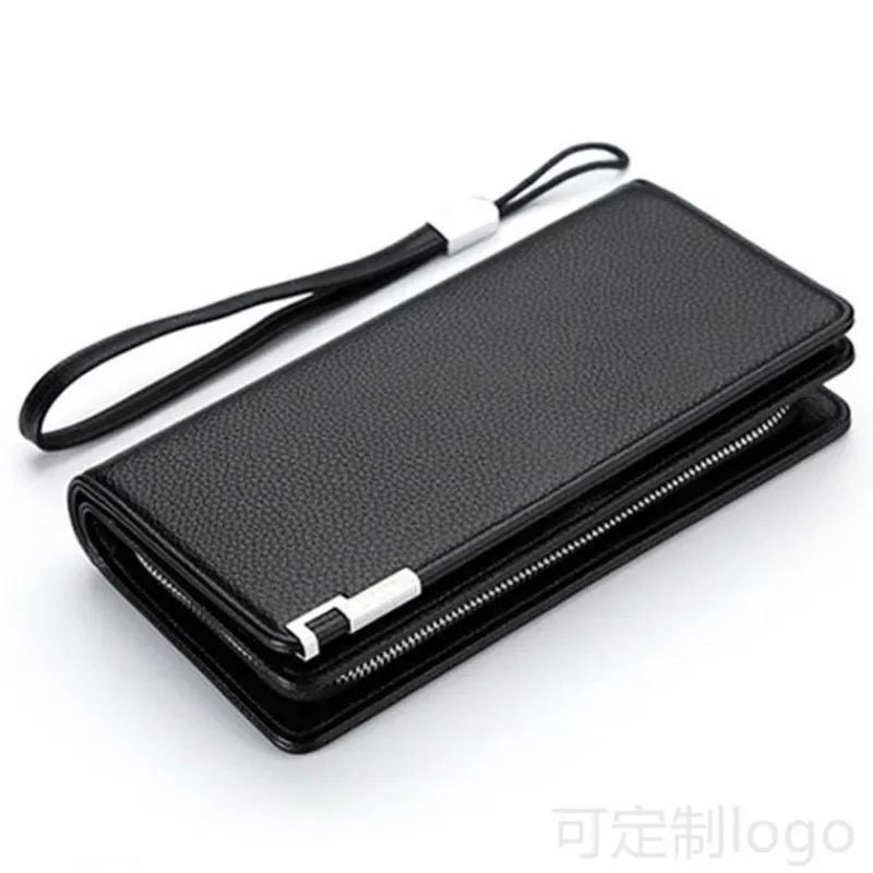 Handbag Men's Wallet Long Leather Wallet Multi Card Position Money Clip Clutch Handbag Men's Business Cell Phone Bag Handle