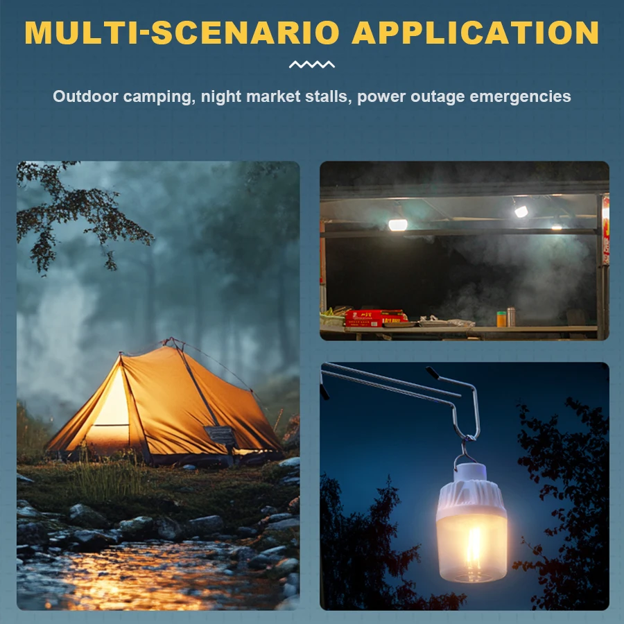 Outdoor USB Rechargeable LED Lamp Bulbs Emergency Light Hook Up Camping Fishing Portable Lantern Night Lights