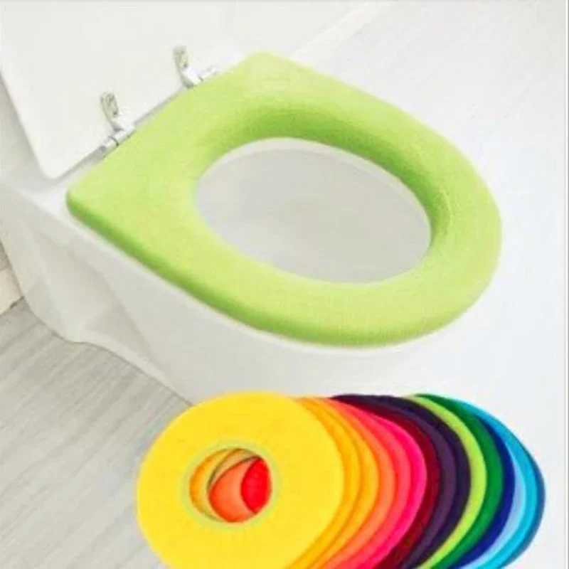 

New O-shape Toilet Seat Bidet Cover Soft Winter Warmer Mat Pad Cushion Washable Closestool with Handle 1pc Bathroom Toilet Seat