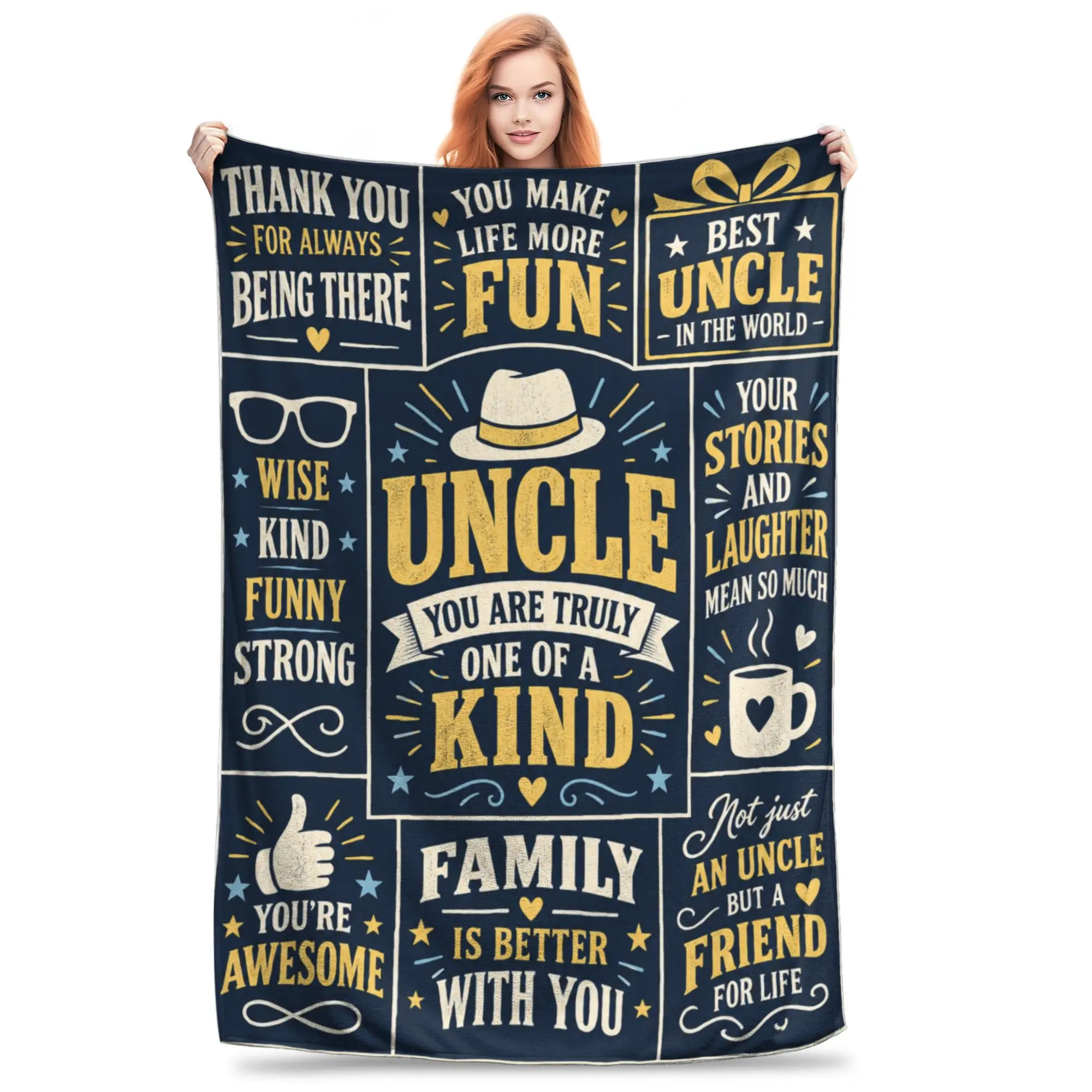 1PC Home One of a Kind Uncle Tee Blanket Throw Blanket Thanksgiving Gifts to Abuelo Papa Novelty Warm Blanket All Season Gift