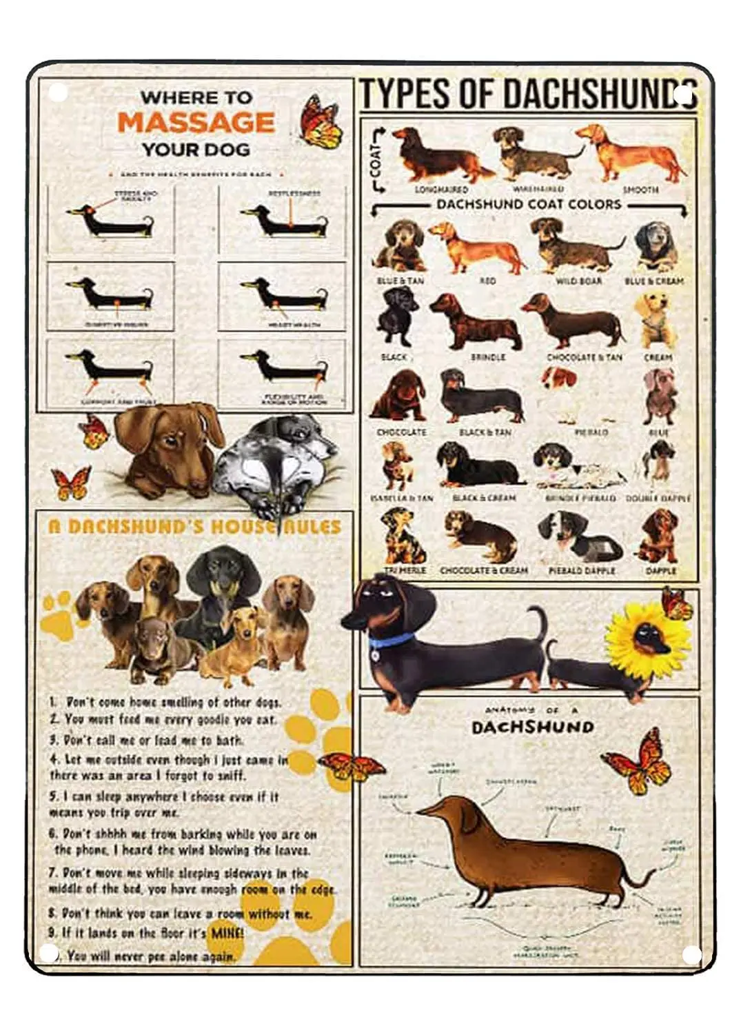 Veidsuh Dog Knowledge Panneau en métal, Affiche métallique, Décoration murale personnalisée pour café, bar, club, salon, école, maison, Art mural