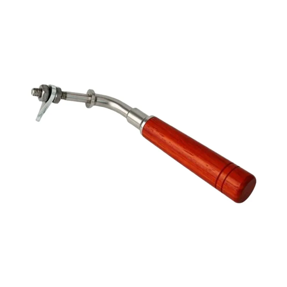 Stainless Steel Fireplace Handle with Red Pear Blossom Tree Wood Integration for Heat Resistant Use 15.6cm 20.5cm