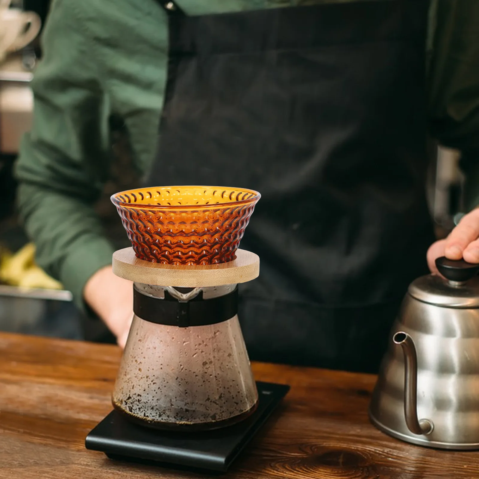 

1Set Glass Coffee Dripper Funnel Reusable Filter Cup Portable Heat-Resistant Coffee Maker Supplies Home Cafe Brewing Tool