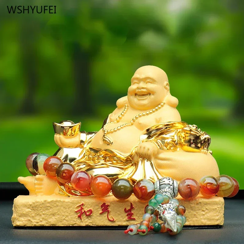 Home decoration accessories Resin handicrafts Car ornaments The Maitreya Buddha statue in the car attracts wealth 1pcs Gift