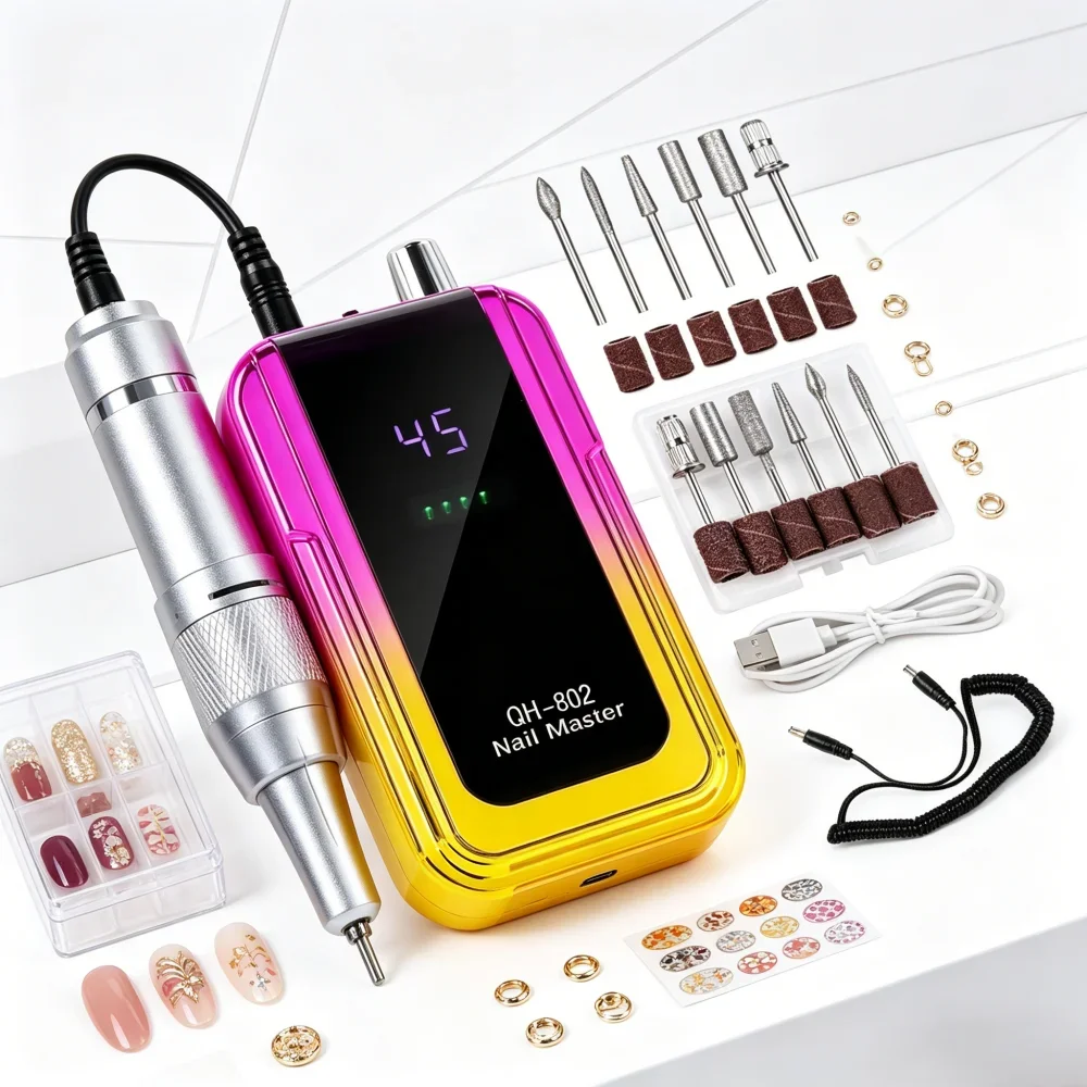 

45000RPM Low Noise Electric Nail Drill Laser Gradient Rechargeable Manicure Polishing Cuticle Remover Nail Sander