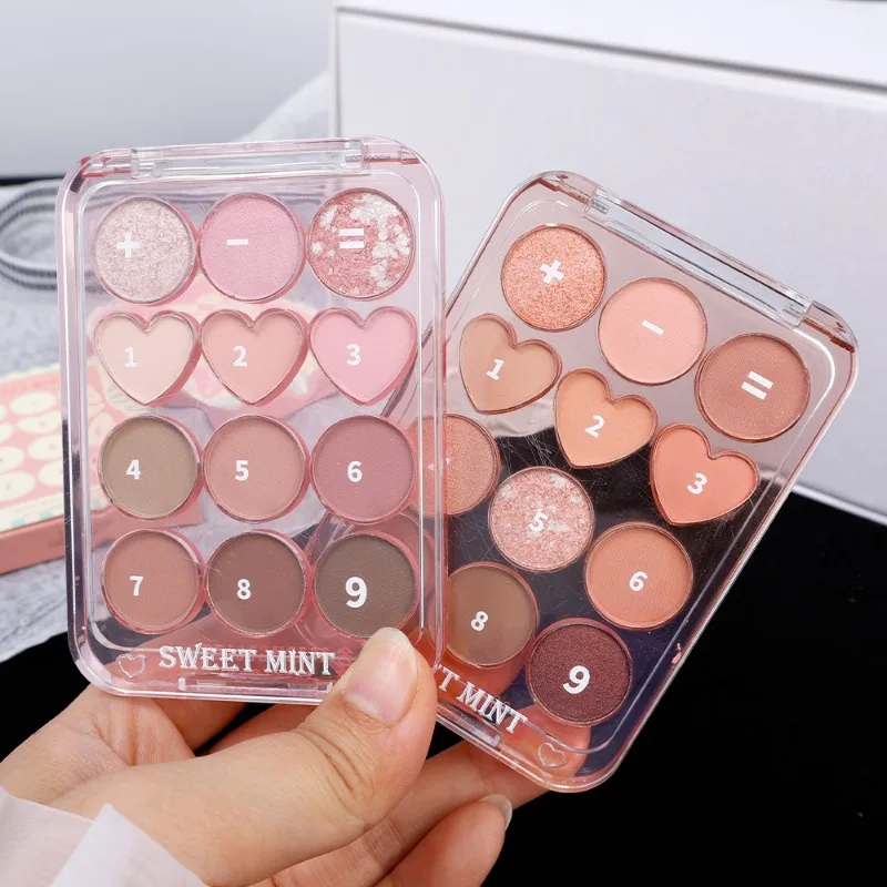 Pink Pearly Love Eyeshadow Palette Waterproof Matte Earth Color Milk Tea Glitter Eyeshadow Blusher Charming Eyes Makeup Pigments