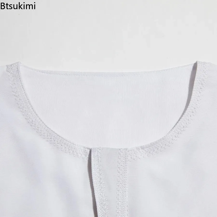 2025 Abaya islamska męska szata muzułmańskie sukienki Djellaba prosta modna aplikacja koszule arabska sukienka męska odzież etniczna prezent Thobe