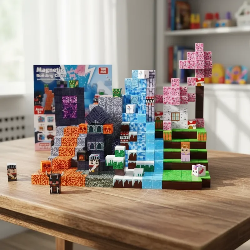 150 pçs telhas magnéticas magma floresta tema 3d diy blocos de construção montagem gratuita haste brinquedos educativos ideia presente perfeito