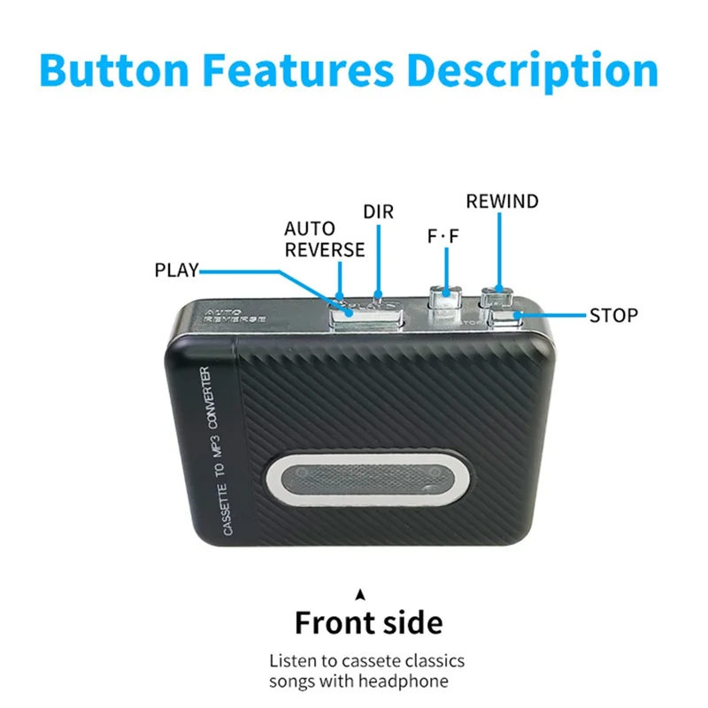 Cassette Tape to MP3 Music Converter USB Cassette Capture Walkman Tape Player Convert Tape to U Disk ,Without PC