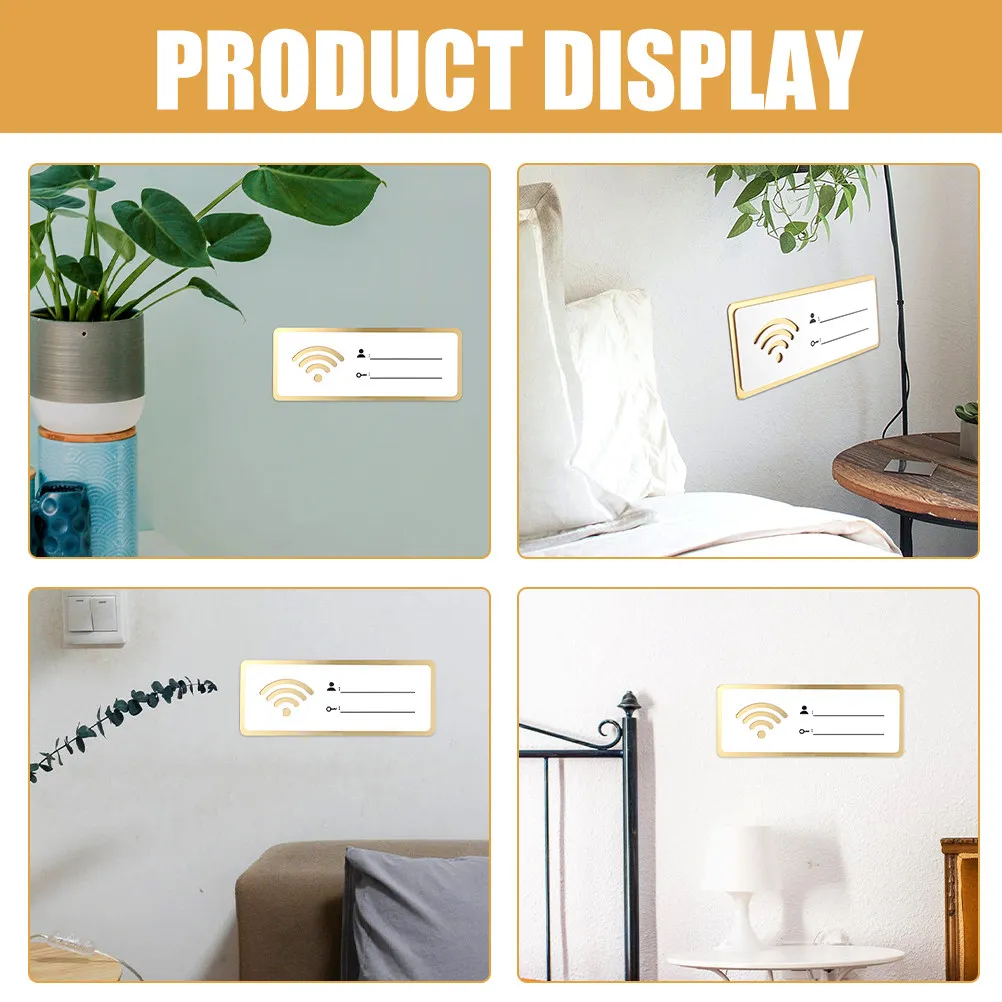 3Pcs WiFi Password Sign Acrylic WiFi Reminder 8x20cm Table Account Password Display Hotel Wireless Network Sign Office Decor