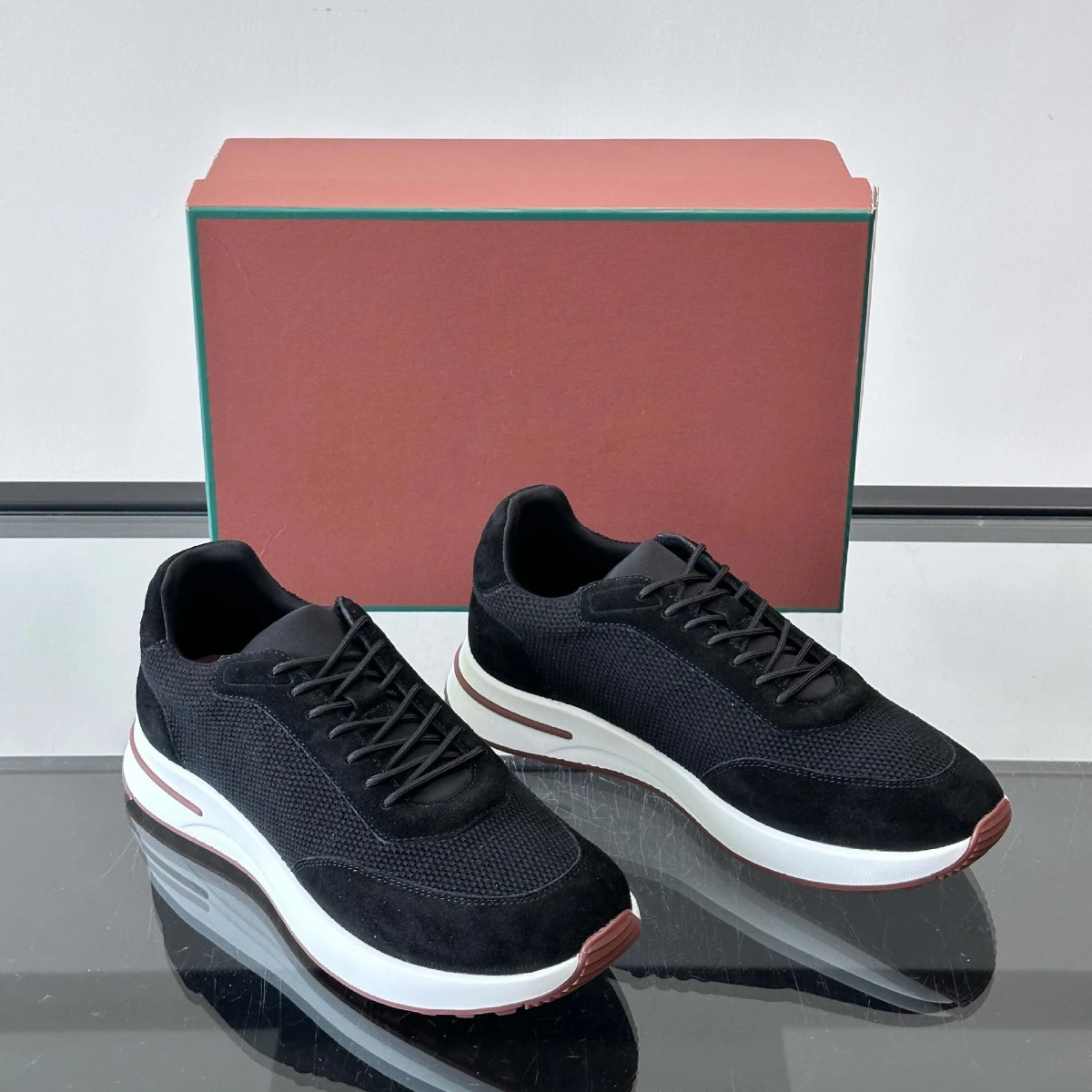 Luxe Heren Suède Mesh Casual Sneakers Chunky Ademend Retro Loopschoenen Veelzijdige Verhoogde Skate Trainers Buitenschoenen - afbeelding 1