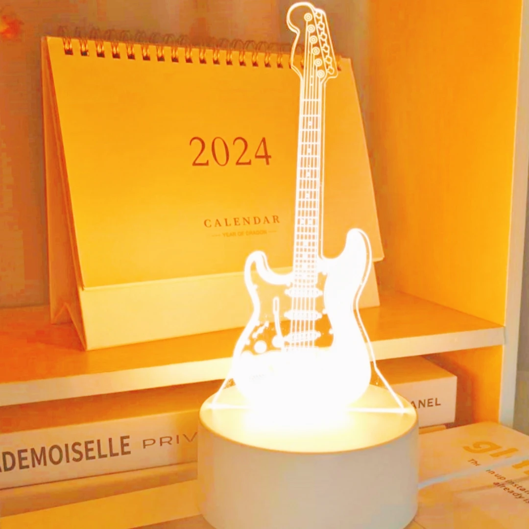 جيتار كهربائي مضيء، ضوء ليلي إبداعي، ديكور منزلي، ضوء غرفة المعيشة وغرفة النوم، هدية عيد الميلاد، ضوء ليلي للموسيقى #2