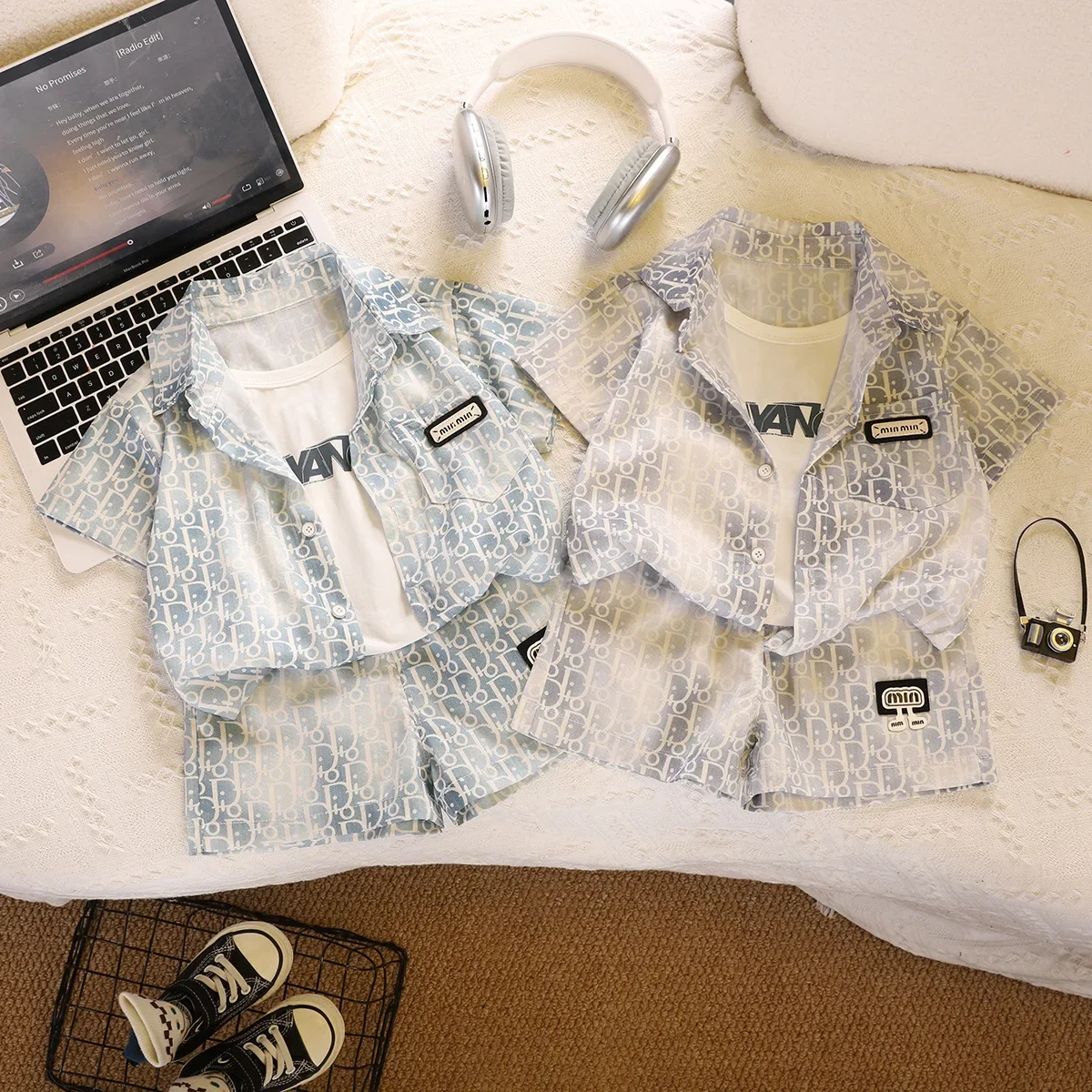 

Children Boys Short-sleeved Shirt Summer Beach Seaside Boys Full Floral Prints Shirt Top Shorts Infant Outfits Kids Clothes