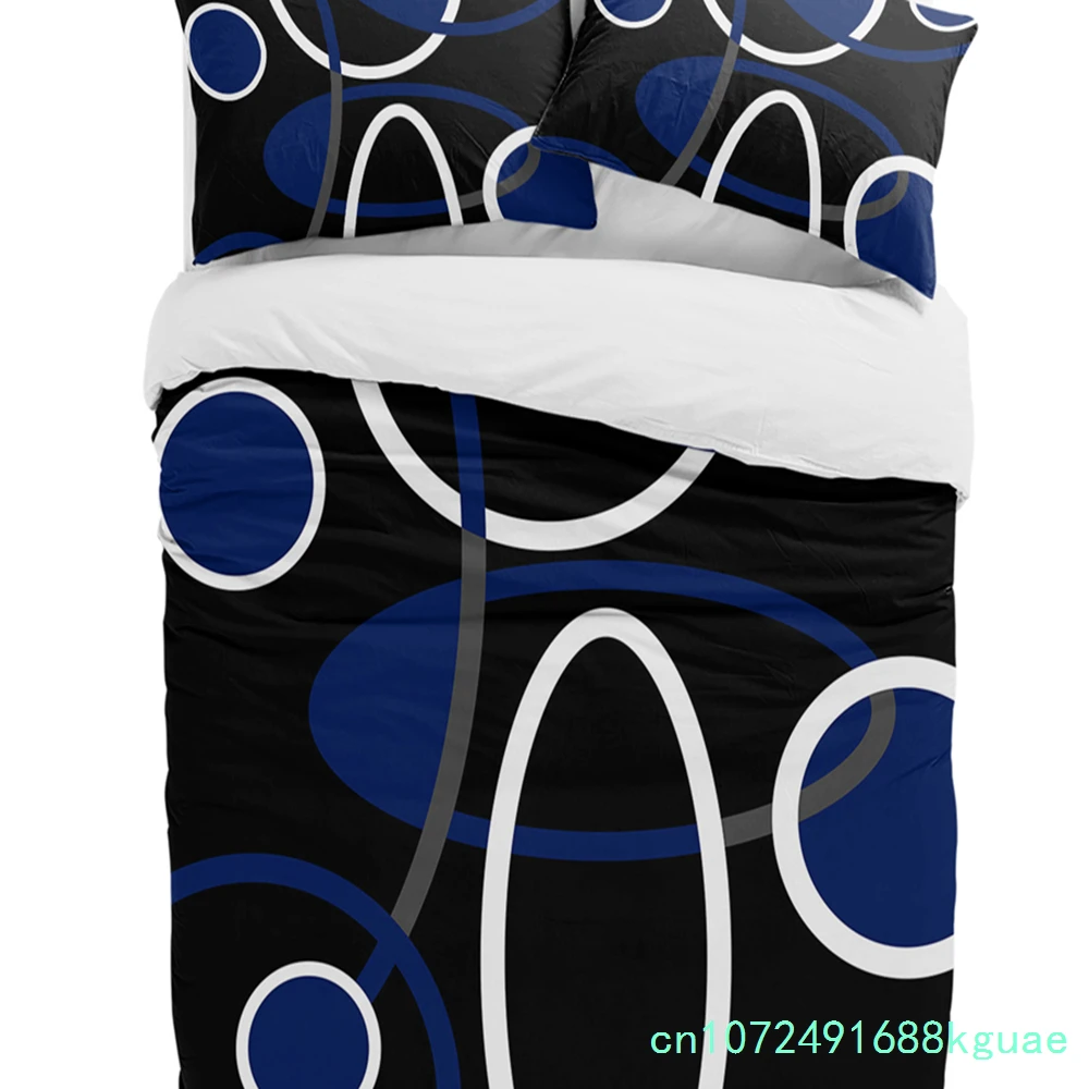 Blue Black Geometric Abstract Lines 3pcs Bedding Set For Double Bed Home Textile Duvet Cover Quilt Cover Pillowcase