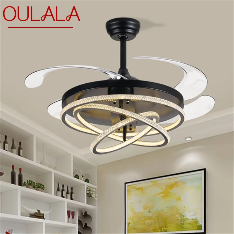 

OULALA Ceiling Fan Light Modern Living Room Invisible Fan Light Fashionable And Simple Restaurant Bedroom