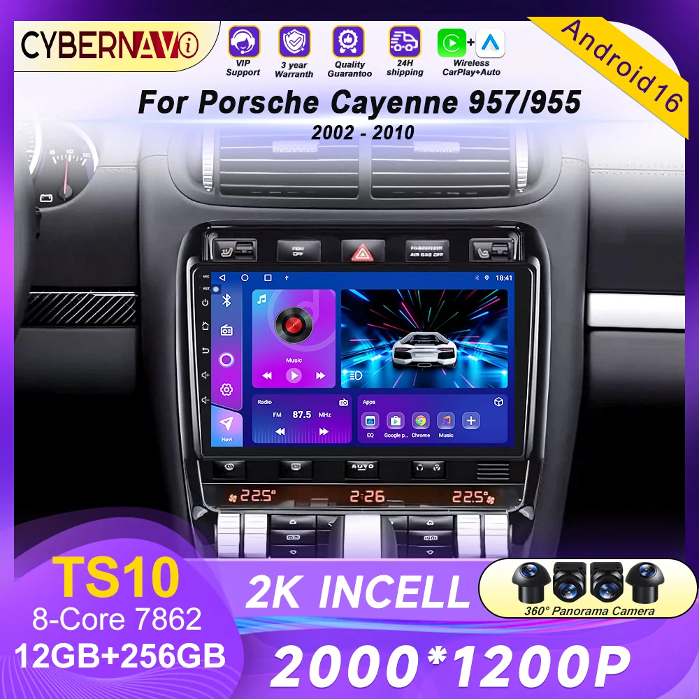 Android 16 Car Radio For Porsche Cayenne 957/955 2002 - 2010 Car Multimedia Video Player WIFI Head Unit GPS Autoradio Carplay BT