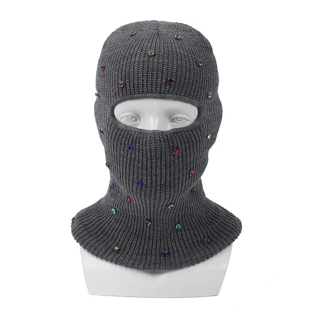 New Knitted Texture Knitted Ski Mask Stretchable Fit Solid Full Face Balaclava Warm Windproof Winter Face Cover Winter