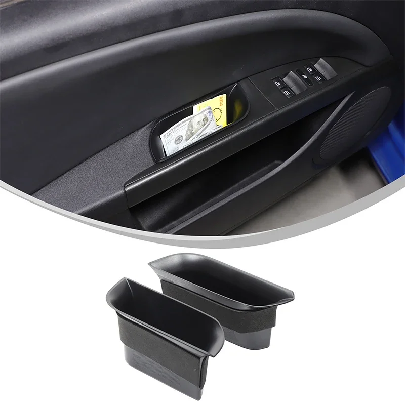 For Seat Leon 2008-2012 ABS Black car front door inner handle storage box mobile phone tray car interior accessories 2Pcs