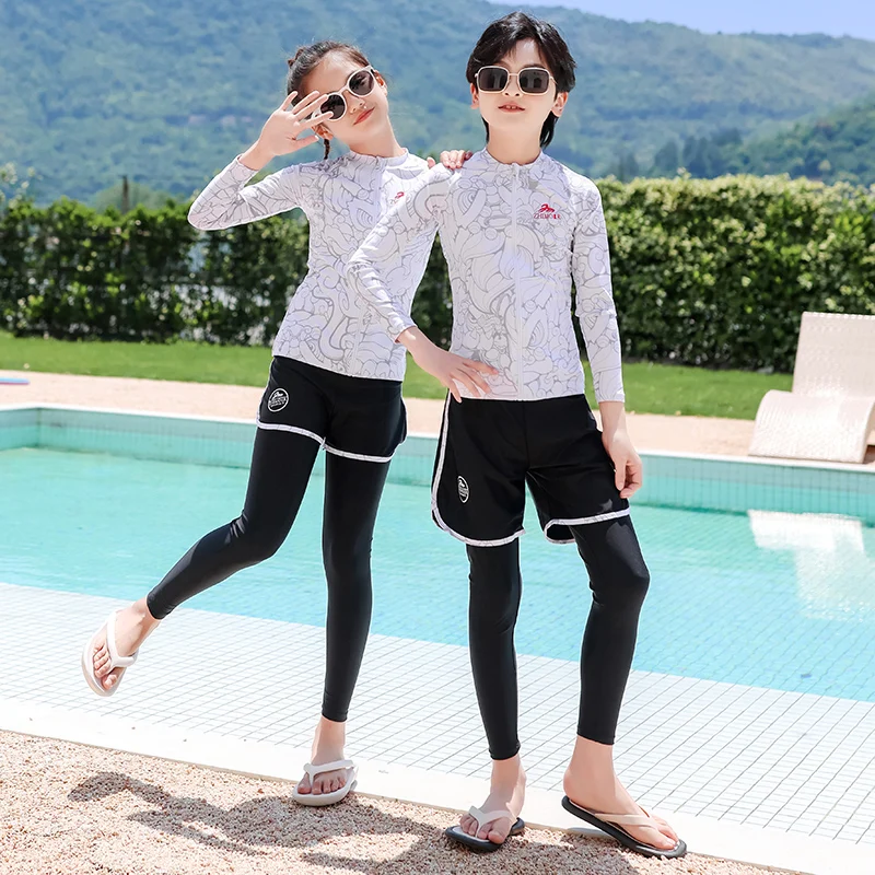 Girls Swimsuit Long Sleeve Sun Protection Swimming Bathing Surfing Wetsuit 2024 New Kids girl Rash Guard Beach Sport Wear