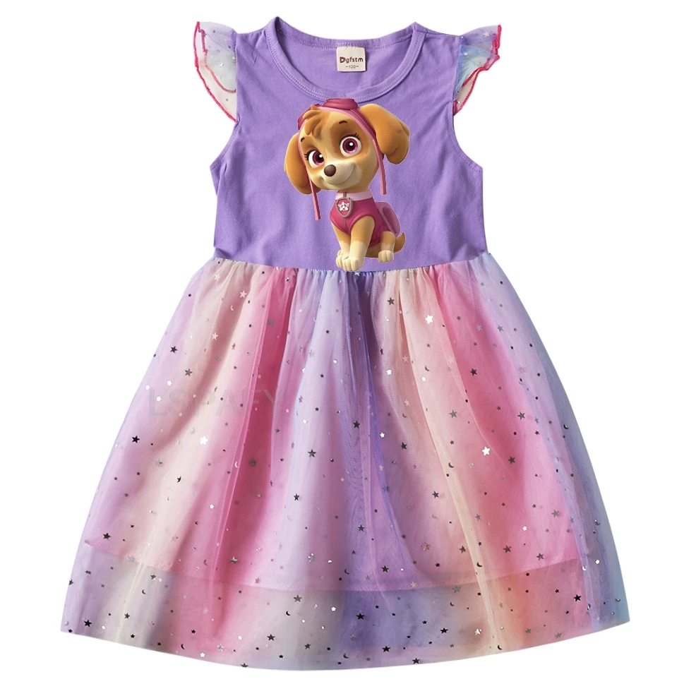 Children\'s Princess Dresses Girl Birthday Clothing Girls Cartoon PAW PATROL Dress Summer Cute Casual Kids Clothing Top Tee