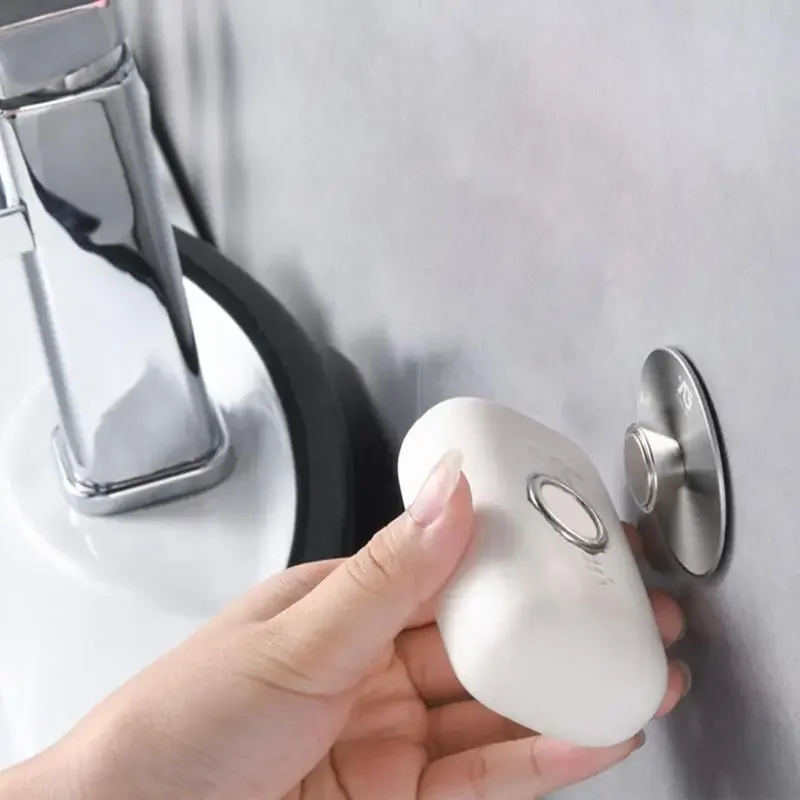 Magnetic Soap Holder Self Draining Punch Free Hanging Self Adhesive Air Dry For Soap Storage In Shower Wall Bathroom Organizer