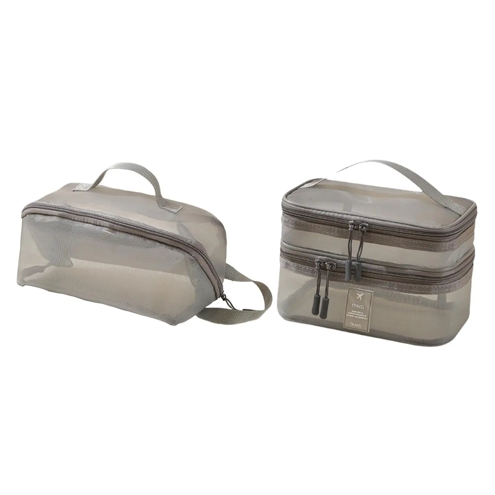 حقيبة مكياج شبكية مكونة من قطعتين، أساسيات السفر المحمولة للنزهات الخارجية في صالة الألعاب الرياضية #4