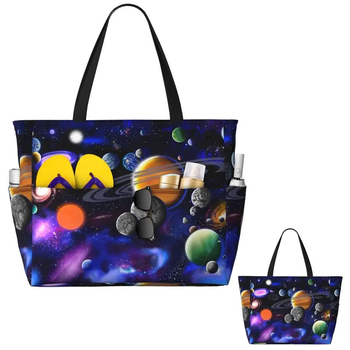 Solar System Space Planets Universe Beach Tote Bag Sport Gym Yoga Duffle Large Tote Bag Women Travel Bag Fitness bag
