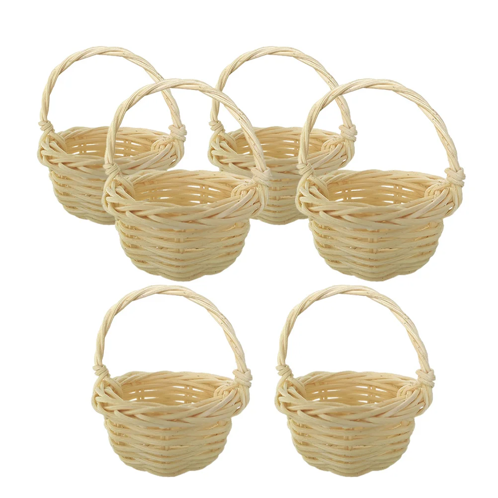 

6Pcs Miniature Woven Baskets Rustic Small Baskets for Wedding Home Decor Candy Packaging Party Floral Arrangement Centerpiece
