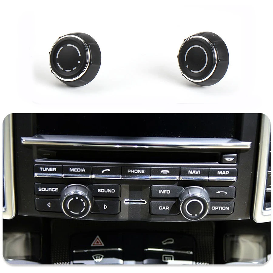 Cubierta de perilla de volumen de Audio para consola central, reemplazo de interruptor de Control de CD para Porsche Cayenne Paramera Boxter Cayman Macan 718 911