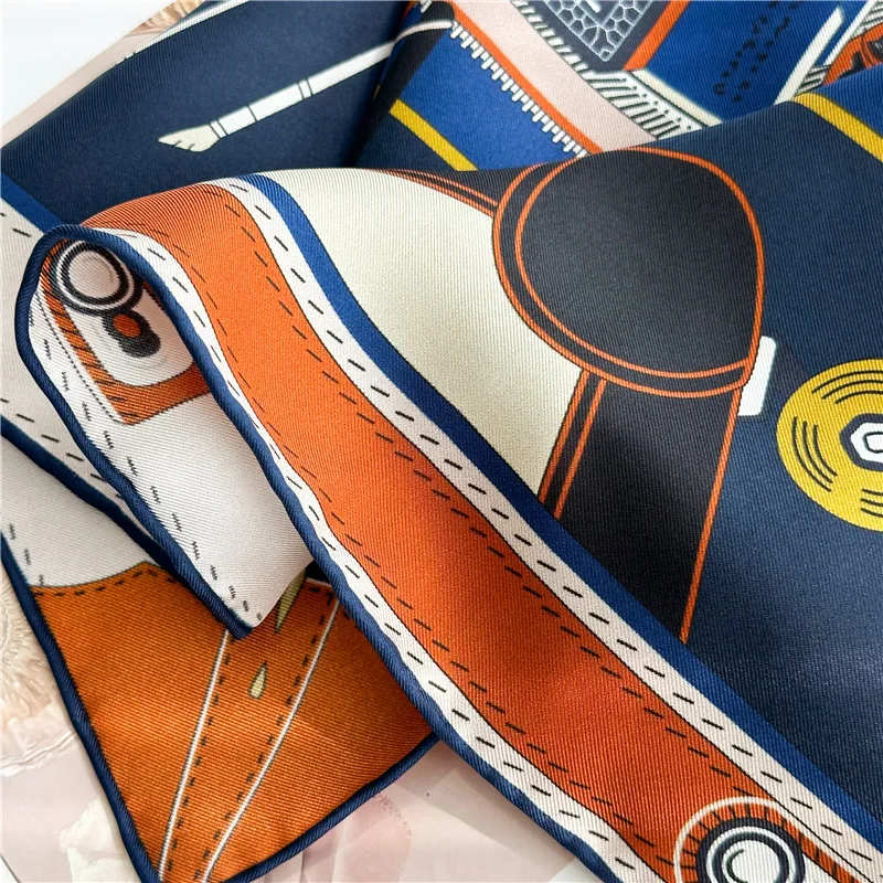 Women Square Silk Scarf Spring 90cm Shawls Hand Rolled Edges Bandanas Hair Bag Belt Accessories Mother Scarves Christmas Gift