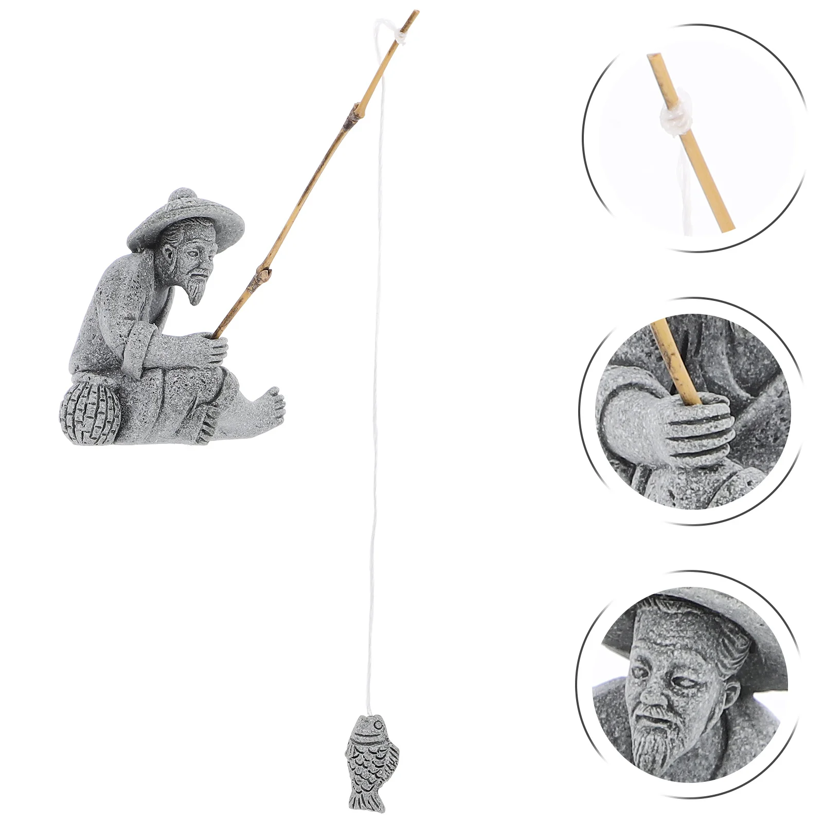 1 قطعة الحجر الرملي صياد لحوض السمك بونساي صياد الزينة حديقة ديكور المنزل سطح المكتب مصغرة حلية