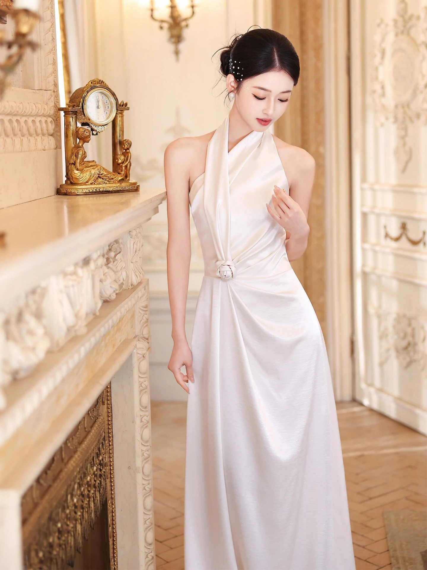 

Ele White Satin Neline Wedding Dr for Women Cusizable Engagement Par Gown Long Evening Gown Simple Design