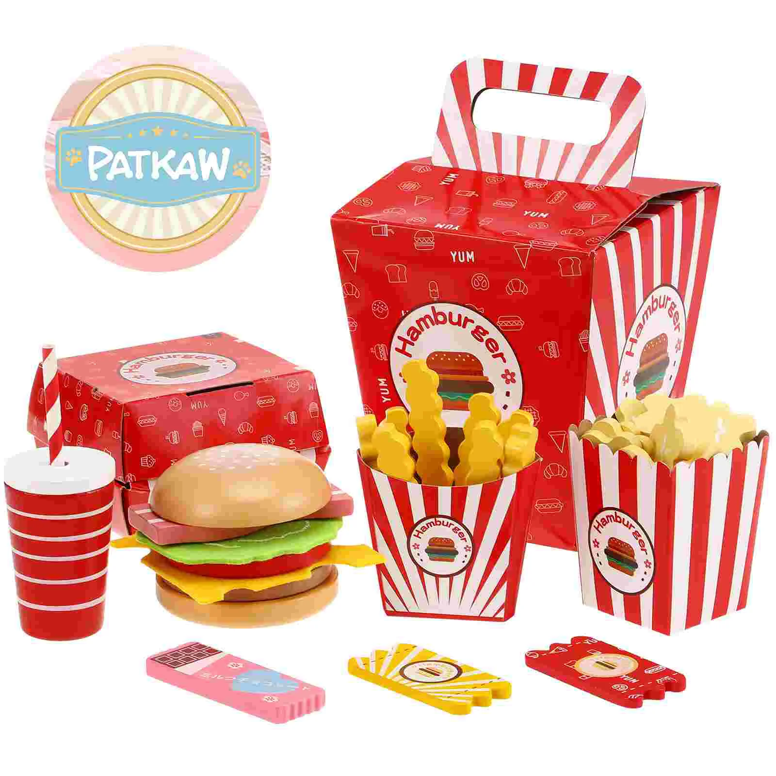 Hamburger French Fries Combo Simulation Play Food for Kids Ages 4-8 Toddler Playset Fast Cosplay