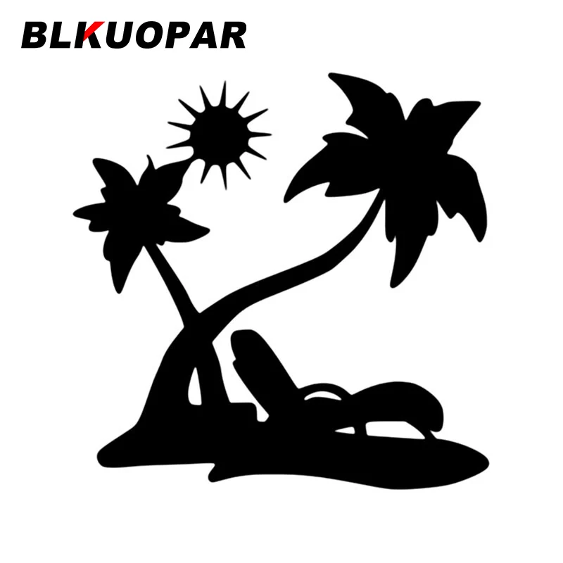 

BLKUOPAR Vacation Palm Tree Sunshine Happy Car Stickers Car Door Protector Decal Creative Die-cut Personality Vinyl Decoration