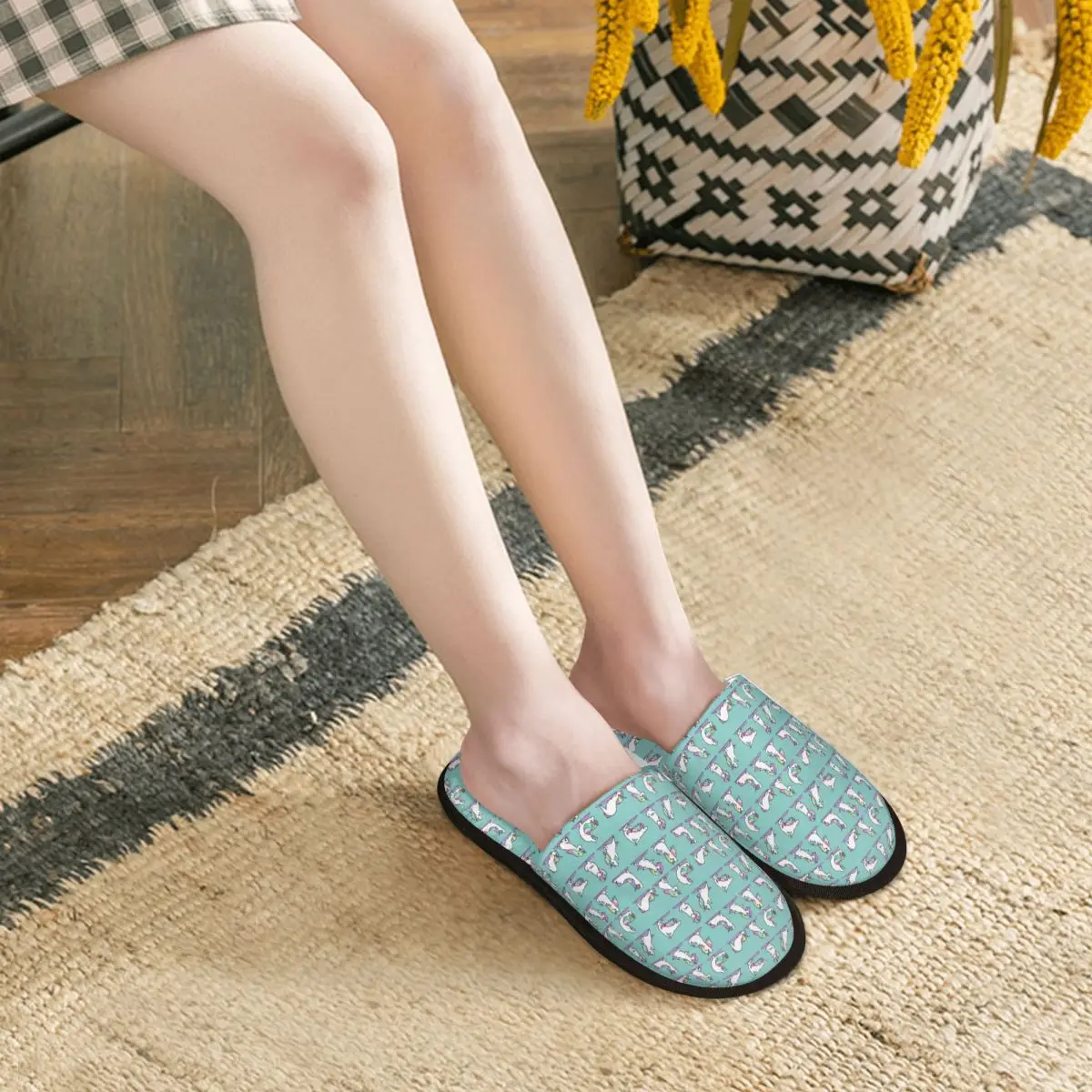 Custom Unicorn Yoga Slippers Memory Foam Warm Soft Women House Slipper Indoor Fluffy Shoes