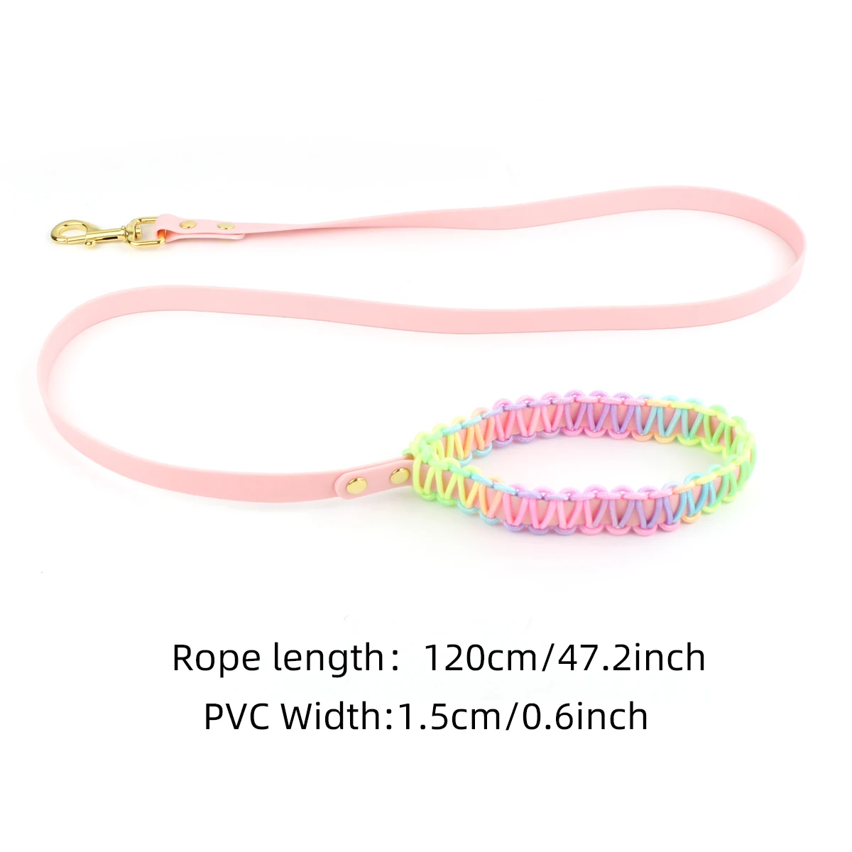 Braided Trendy Dog Collar For Small Medium And Large Dogs PVC Waterproof Durable Collar Rainbow Gradient Color New Pet Arrivals