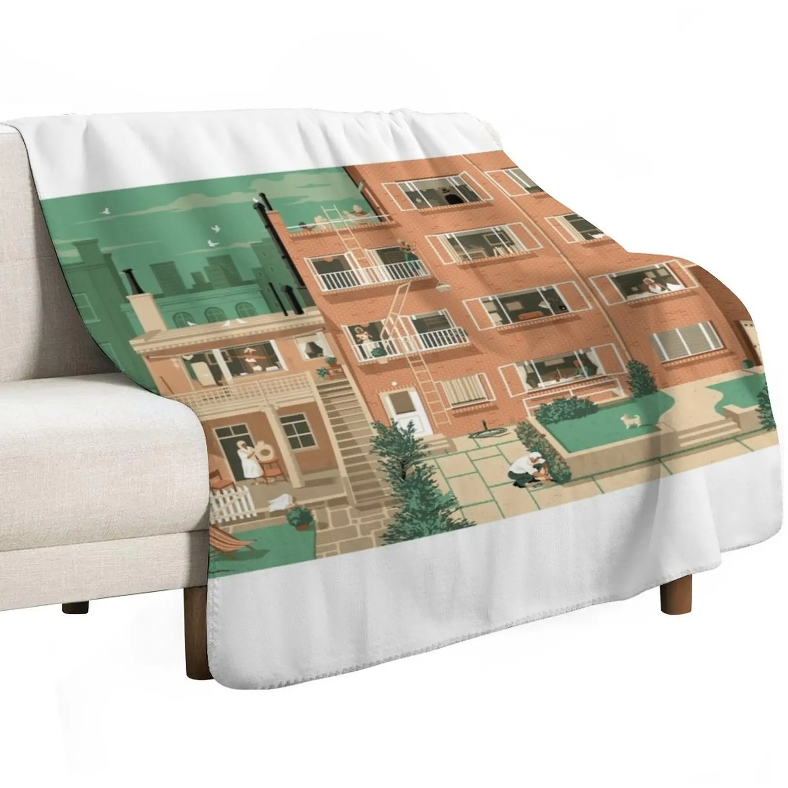 Travel Posters - Hitchcock's Rear Window - Greenwitch Village New York Throw Blanket anime Softest Warm Blankets