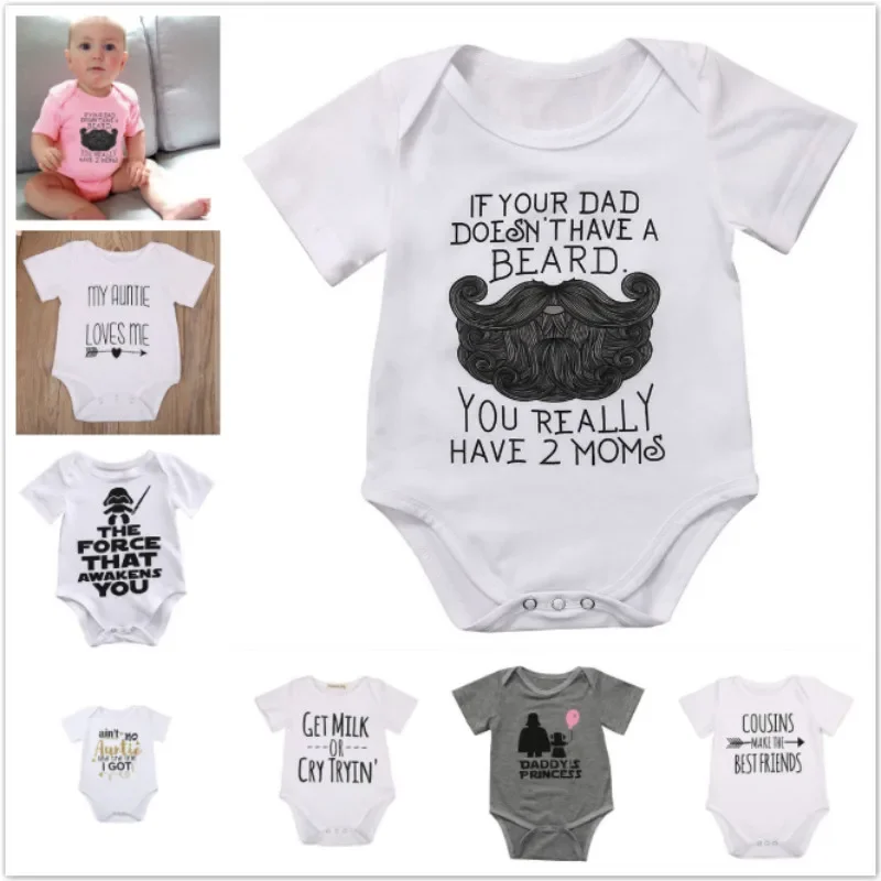 Newborn Baby Rompers Onesie Beard Pattern If Your Dad Doesn\'t Have A Beard Letter Print Infant Costumes Baby Clothes Jumpsuits