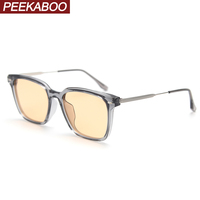 Peekaboo korean style polarized sunglasses for men uv400 TR90 half metal square sun glasses for women orange black male 2023