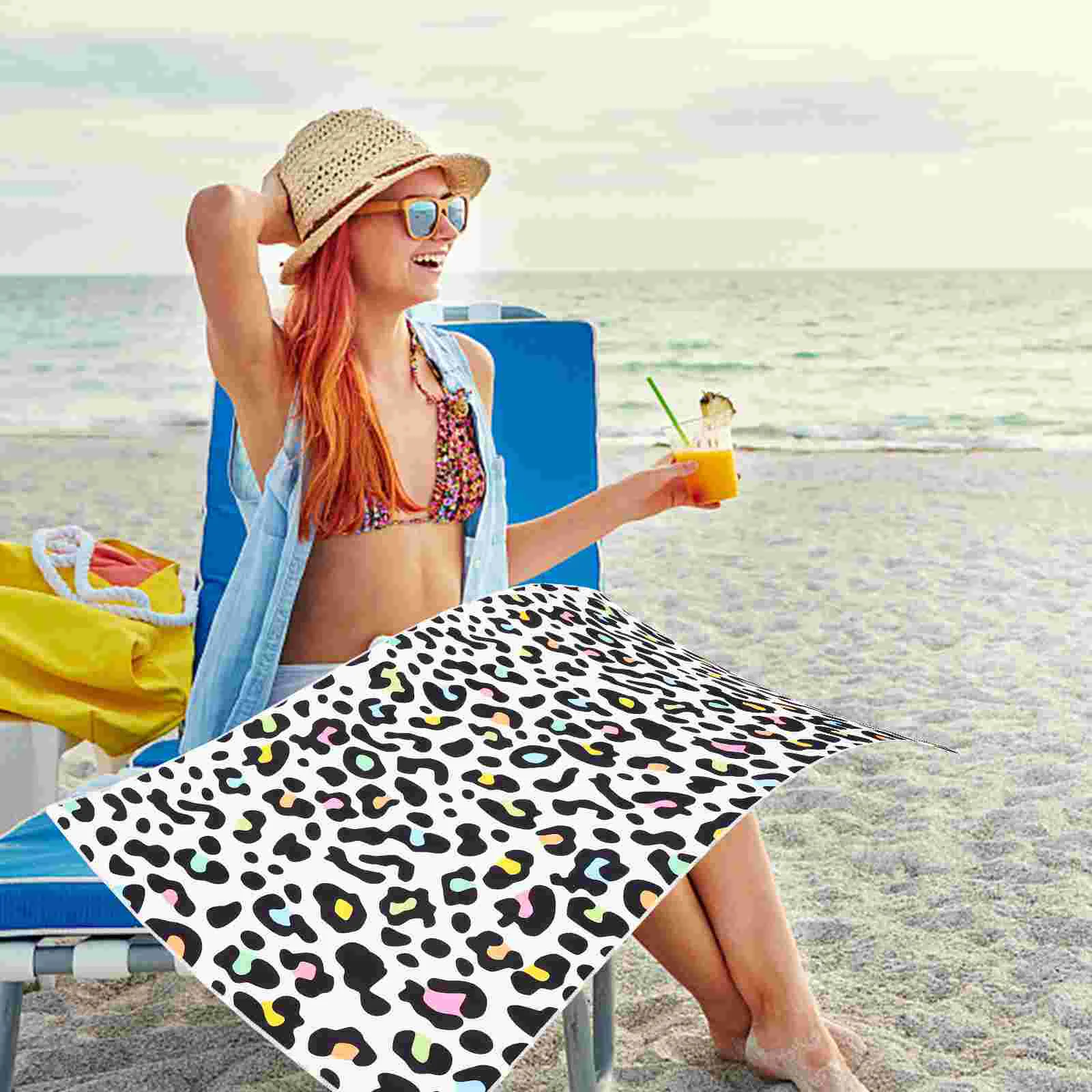 Toalla de baño con estampado de leopardo para gimnasio, playa transpirable, cómoda fibra decorativa para fiesta de natación