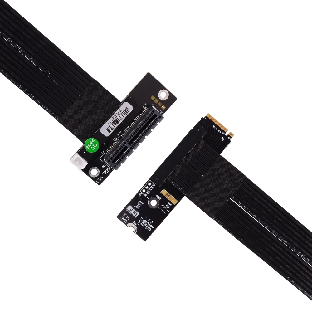 M.2 NVMe To PCIe 4.0 X4 Signal Extension Cable Riser for NVMe Solid State Drive Interface Full Speed Gen4 64G/bps ITX 3-100cm