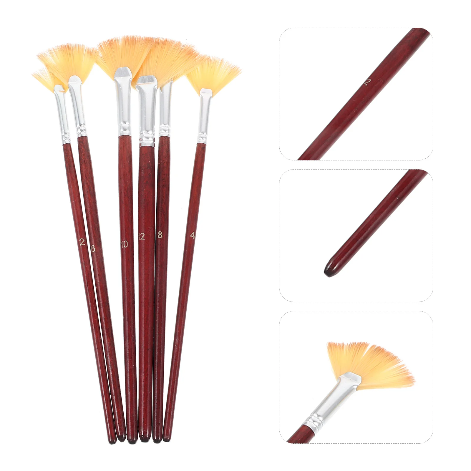 6pcs Fan Shape Paint Brush Set Portable Watercolor Brush For Home Daily Painting Practice Artist Drawing Supply Multi-Function