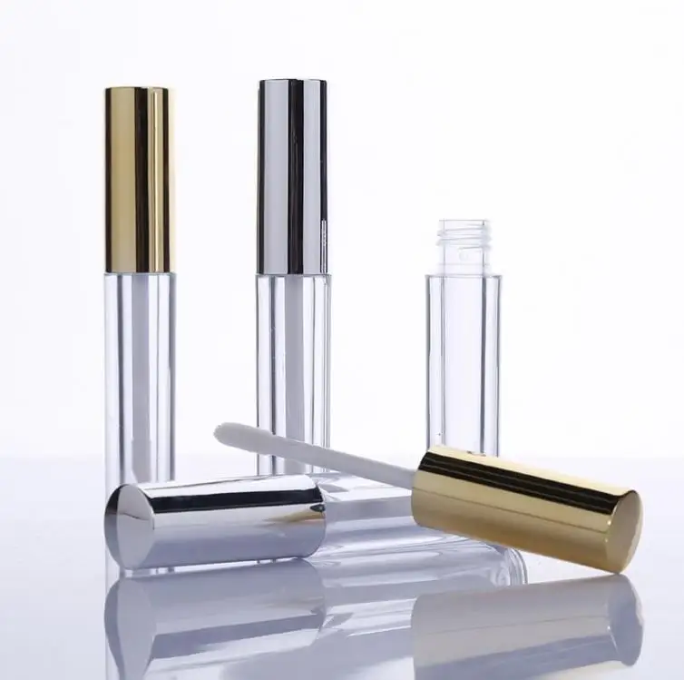 Wholesale 10ML Mini round lip gloss tube cosmetic package lip gloss bottle empty container with gold cap SN1803