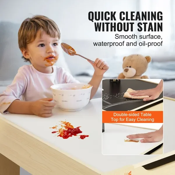 طقم طاولة وكرسي خشبي للأطفال مع مساحة تخزين، طاولة أنشطة للأطفال الصغار فن الحرف اليدوية والقراءة #4