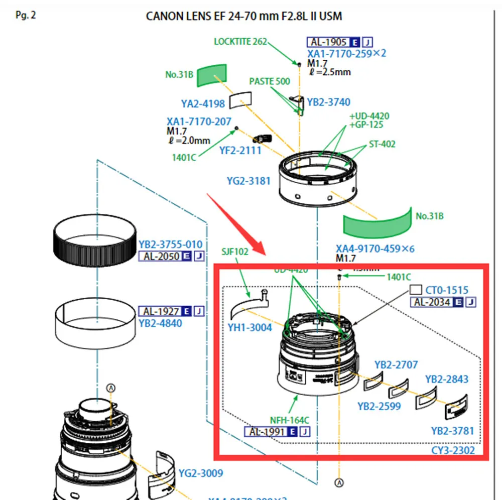 New Original Repair Parts For Canon EF 24-70mm F/2.8 L II USM Lens Barrel Ring Fixed Sleeve Ass'y CY3-2302-000