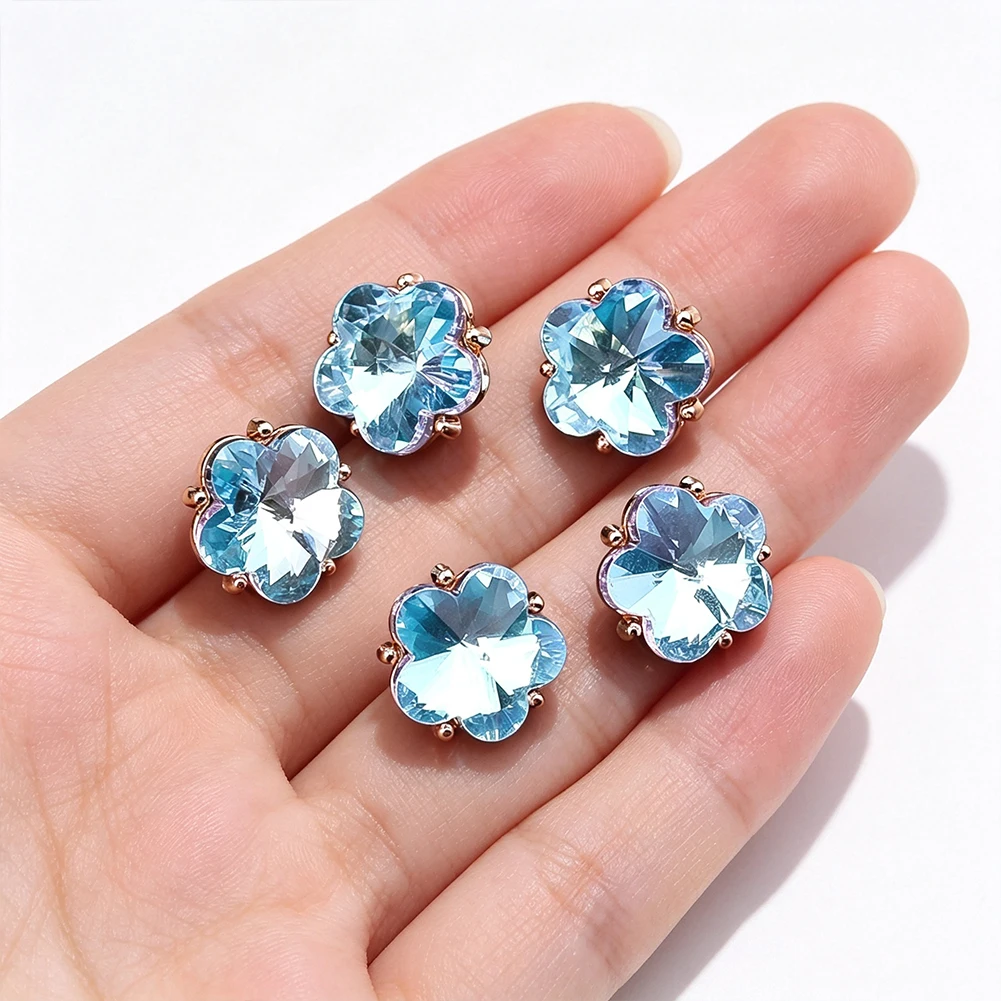 10pcs Flower Rhinestones Shank Buttons Gold Claw Glass Crystal Sewing Button Needlework DIY Cloth Shirt Cufflinks Embellishments view 6