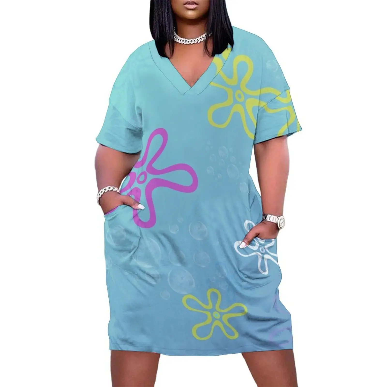 

Bikini Bottom (Hawaiian Theme) Loose Pocket Dress clothes for women chic and elegant woman dress summer dress