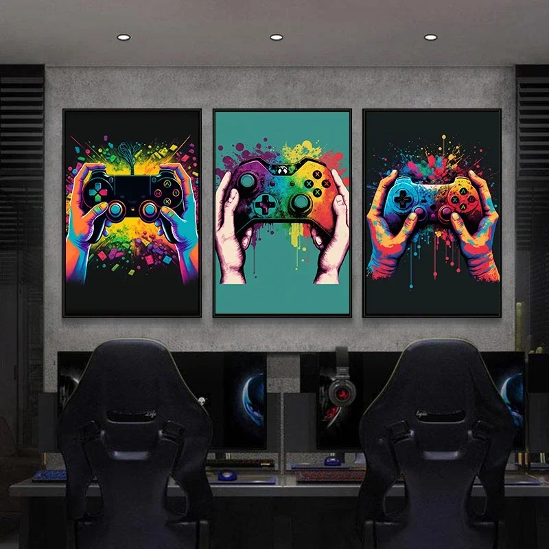Colorful Game Controller Wall Art Poster Prints Nordic Aesthetic Picture Canvas Painting Gaming Boy Room Home Decoration