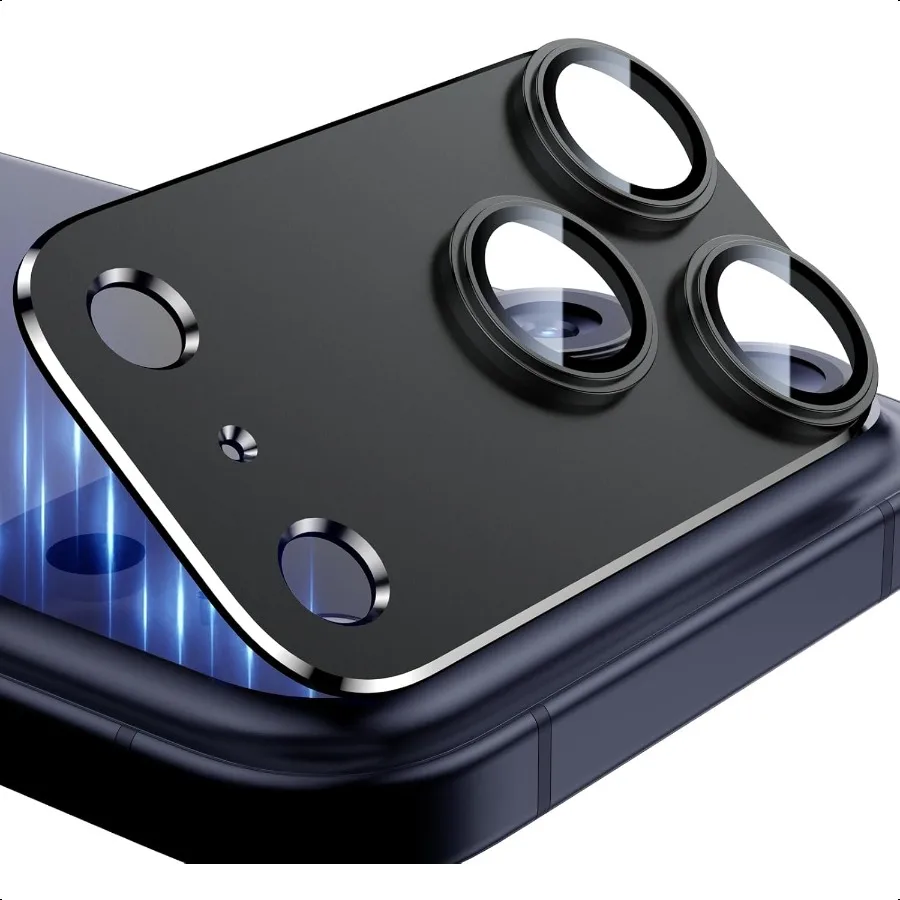 

Обновление комплекта из 2 комплектов для iPhone iPhone 17 Pro Max, защита объектива камеры, алюминиевый сплав, металлический матовый корпус, закаленное стекло, экран камеры